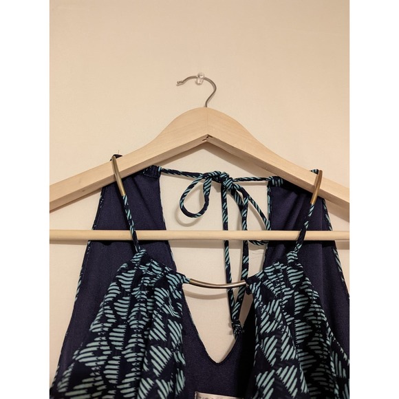 Bisou bisou navy blue and teal flowy ruffle dress midi womens juniors size 4 - Picture 3 of 6